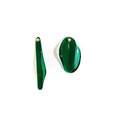 BOUCLES D’OREILLES ASYMÉTRIQUES _ vert sapin
