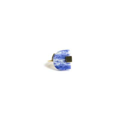 BAGUE R003 _vermeil et marbre bleu