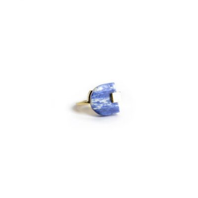 BAGUE R003 _vermeil et marbre bleu