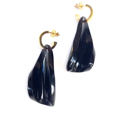 BOUCLES D’OREILLES PÉTALES SUR CRÉOLES _noires