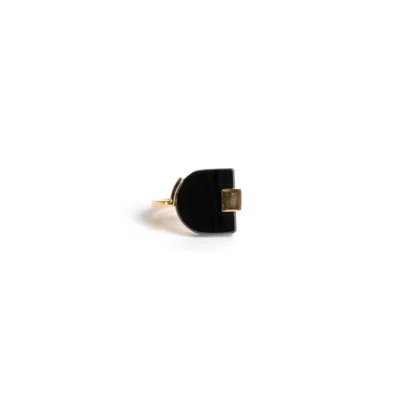 BAGUE R003 _vermeil et obsidienne