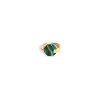 BAGUE R001 _malachite et laiton